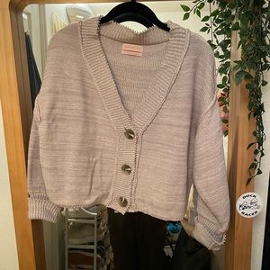 Cropped button up sweater, size small